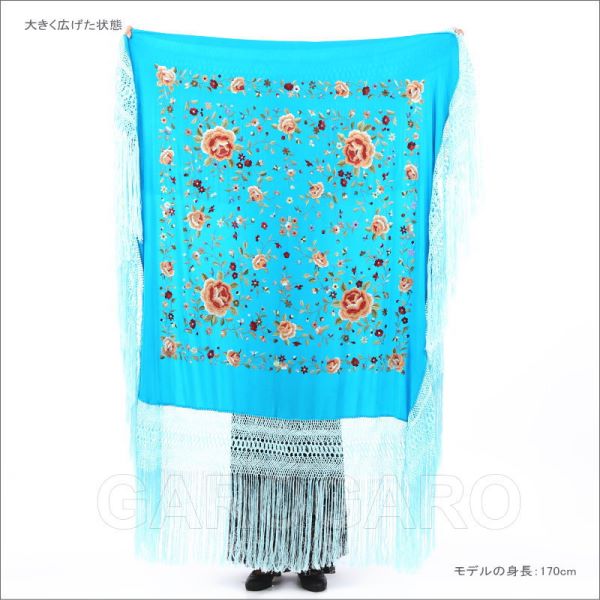 フラメンコ | マントン(四角形・大判) 花の刺繍(手刺繍) 生地